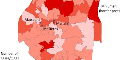 แผนที่ของสวาซิแลนด์..ก็เป็นไข้มาลาเรียอย่างห
